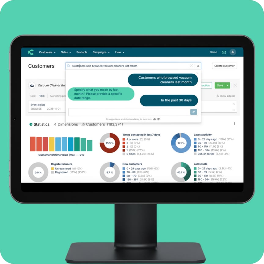 Custobar AI customer search visualisation
