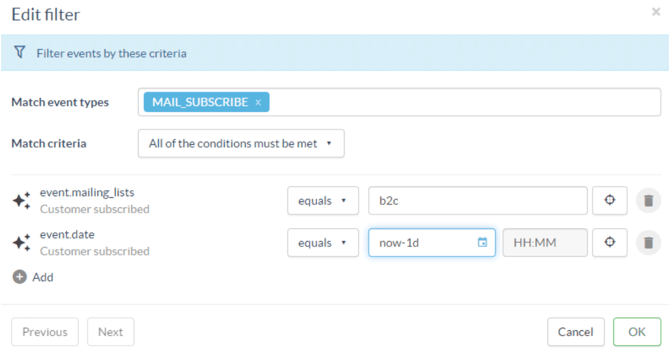 Define filter date