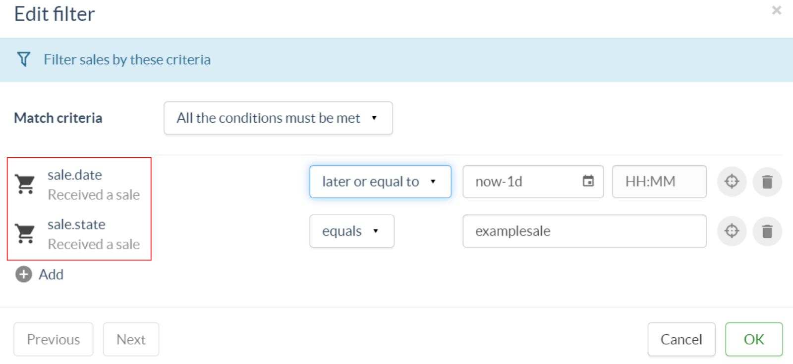 Filter state and date