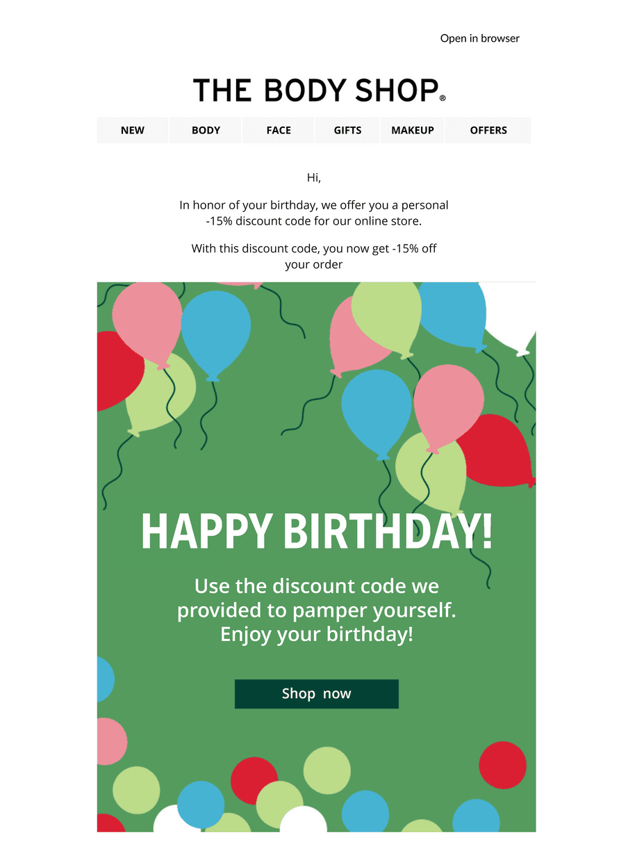 the body shop birthday greetings