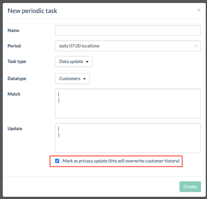 New privacy update periodic task