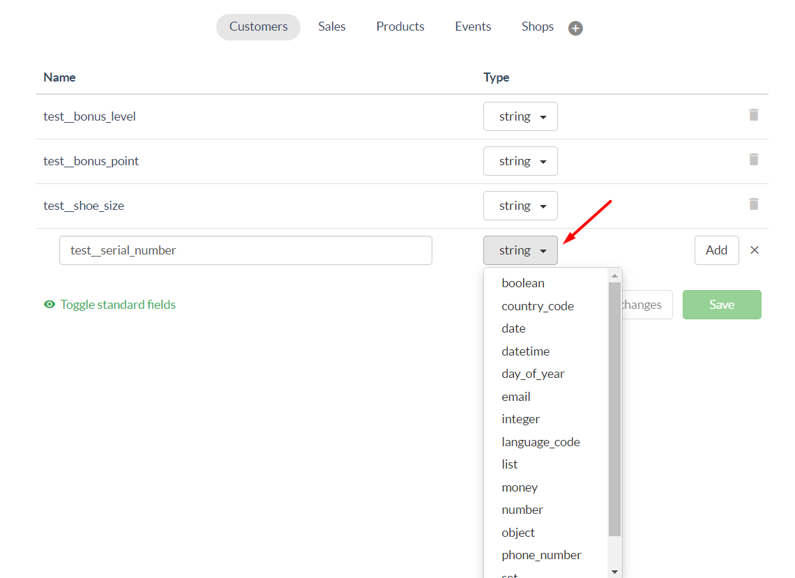 Data schema configuration