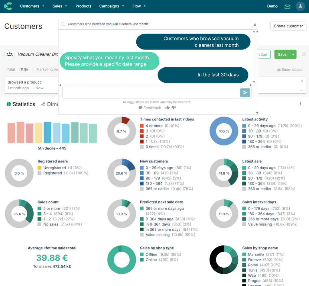 AI Customer Search demo