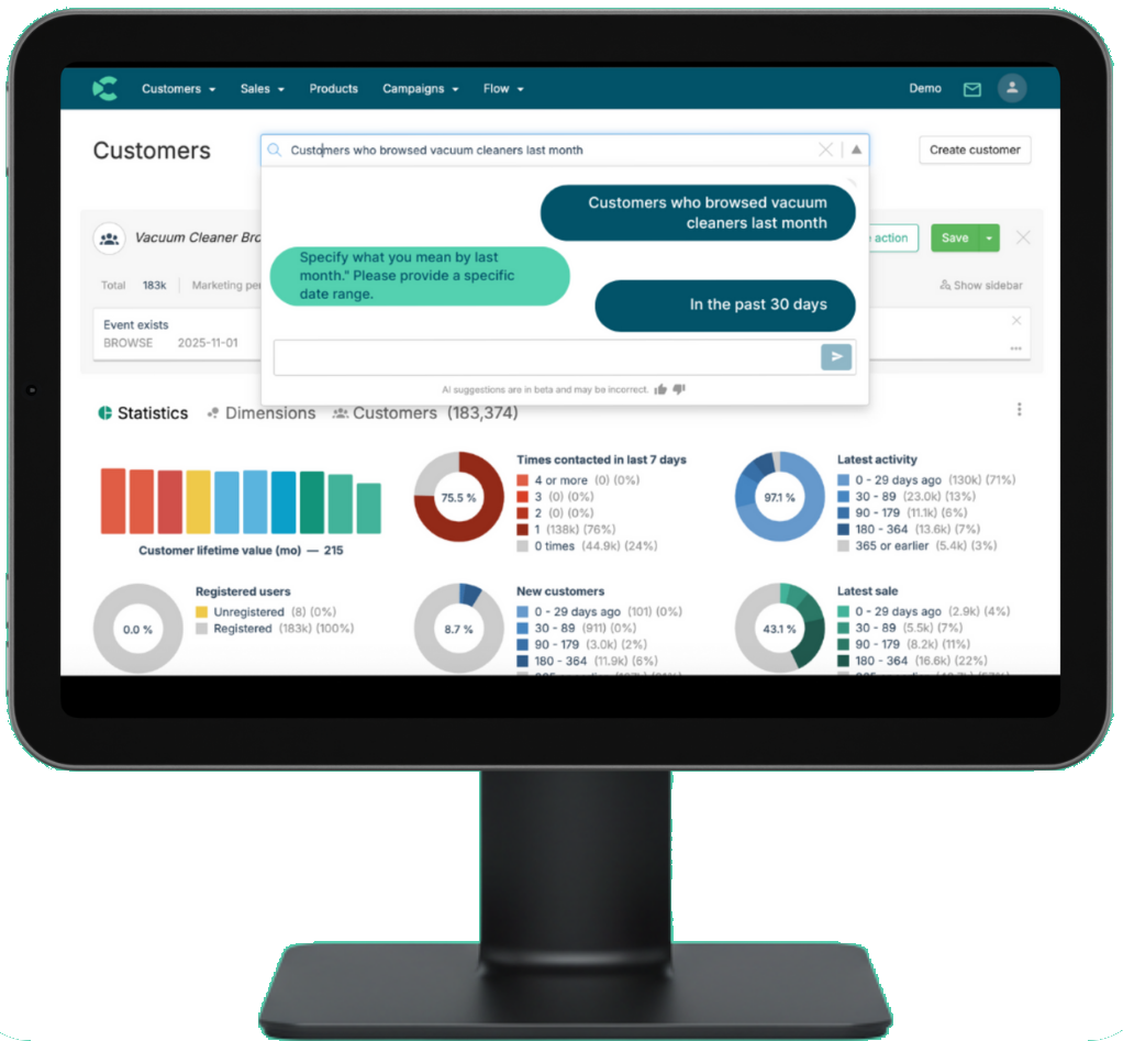 Custobar AI customer search visualisation2