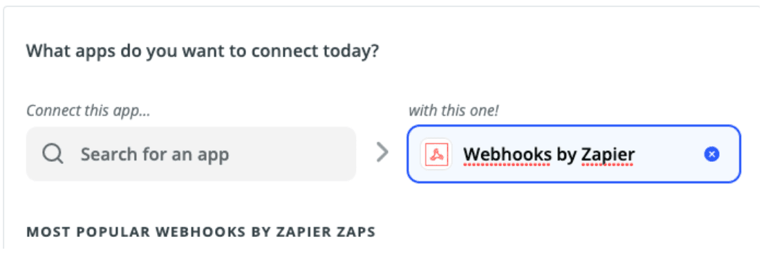 Choose Webhooks by Zapier